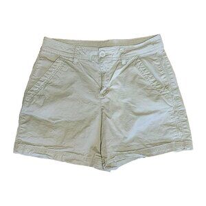 EDDIE BAUER Solid All Tan Khaki Shorts with Pockets Womens Size 8